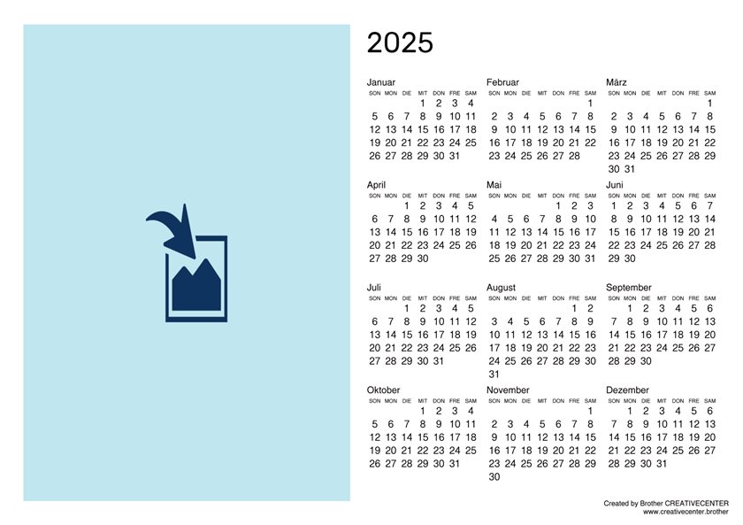 Blanko Kalender Landschaftsorientierung 2024