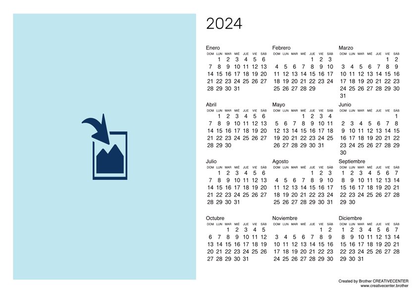 Calendario blanco Orientación horizontal 2024