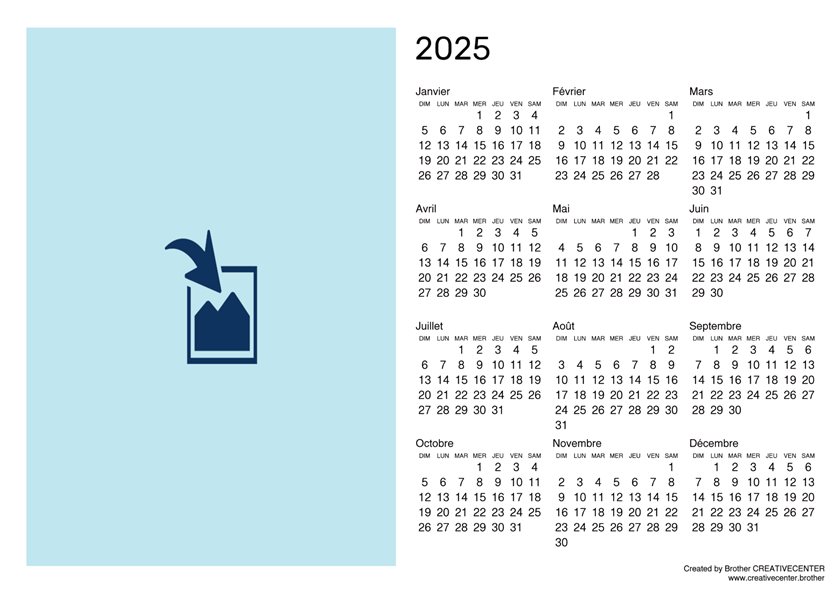 Calendrier imprimable gratuitement - Calendrier vierge Orientation paysage 2025 | Brother Creative Center