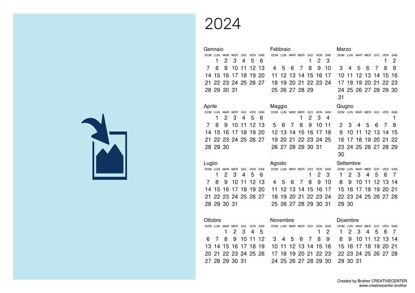 Calendario vuoto Orizzontale 2024