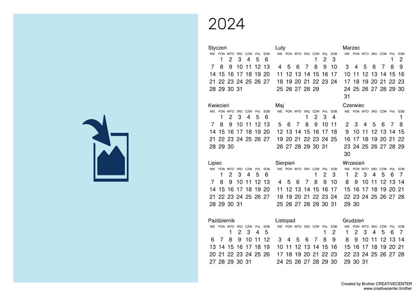 Pusty kalendarz krajobrazu 2024