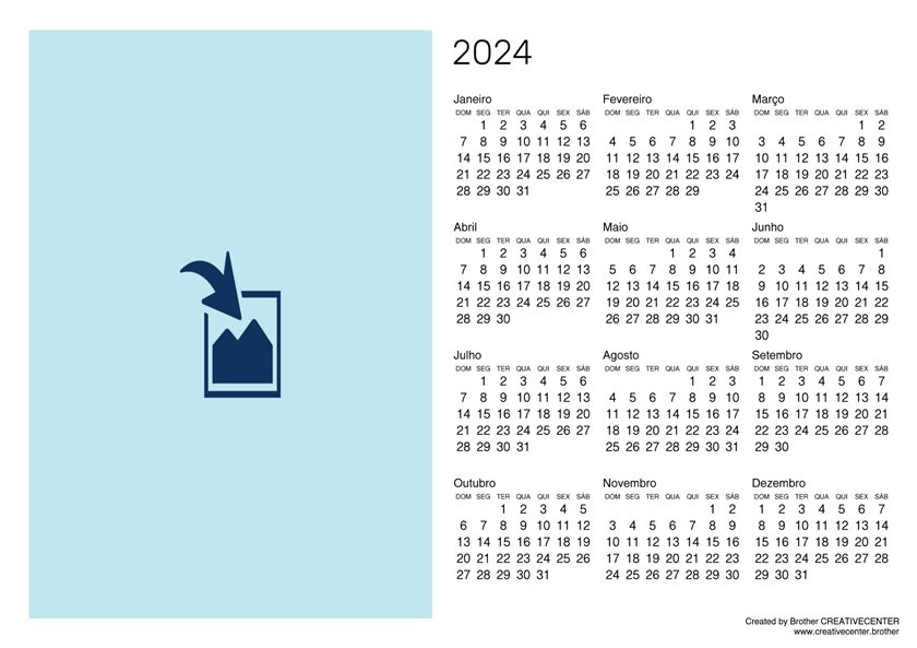 Calendário em branco Orientação paisagem 2024
