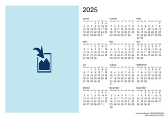 Kostenlose Kalender zum Ausdrucken - Blanko Kalender Landschaftsorientierung 2025 | Brother Creative Center