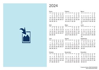 Calendario blanco Orientación horizontal 2024