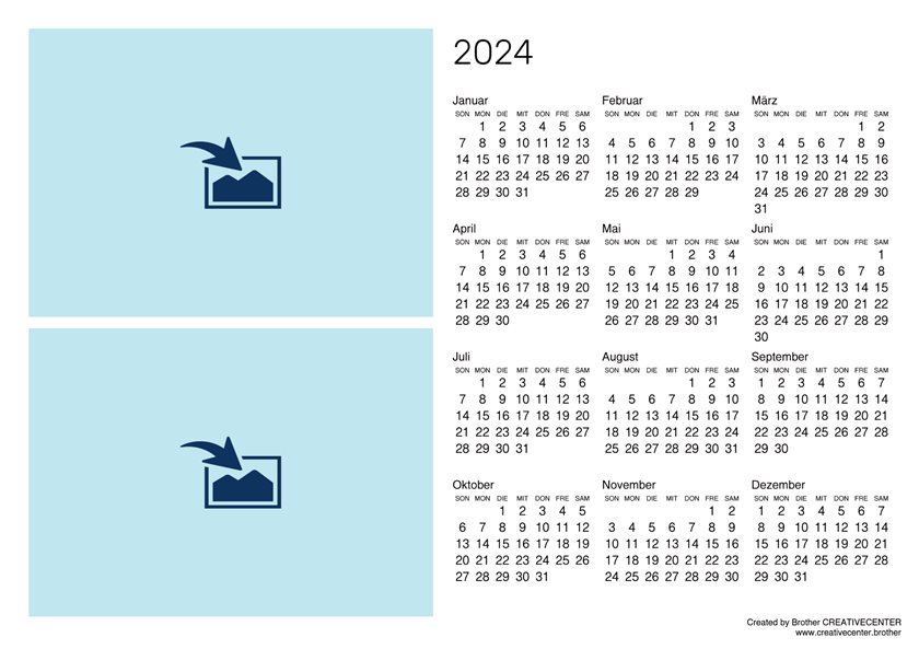 Leerer Kalender im Querformat 2024
