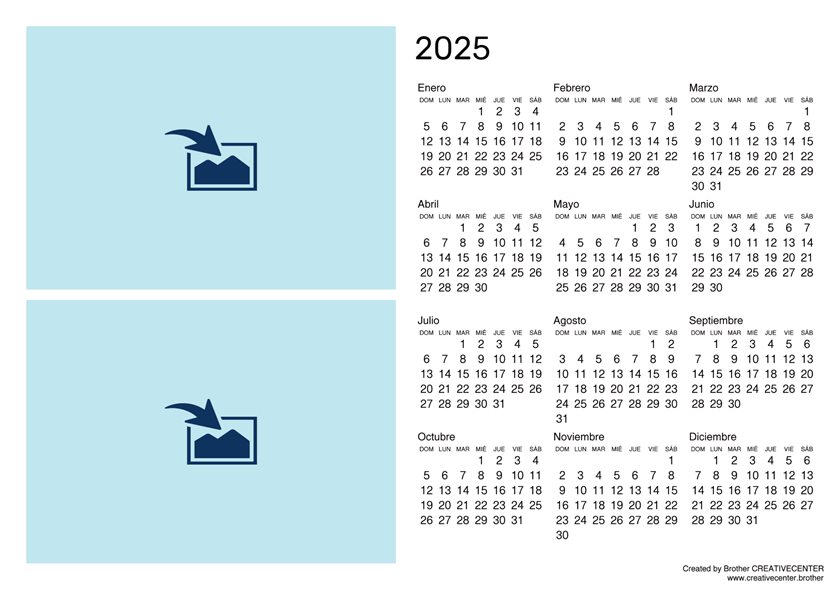 Calendarios imprimibles gratis - Calendario en blanco en horizontal 2025 | Brother Creative Center