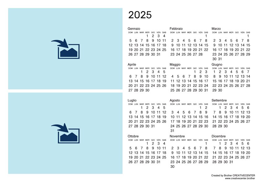 Calendario vuoto in orizzontale 2024