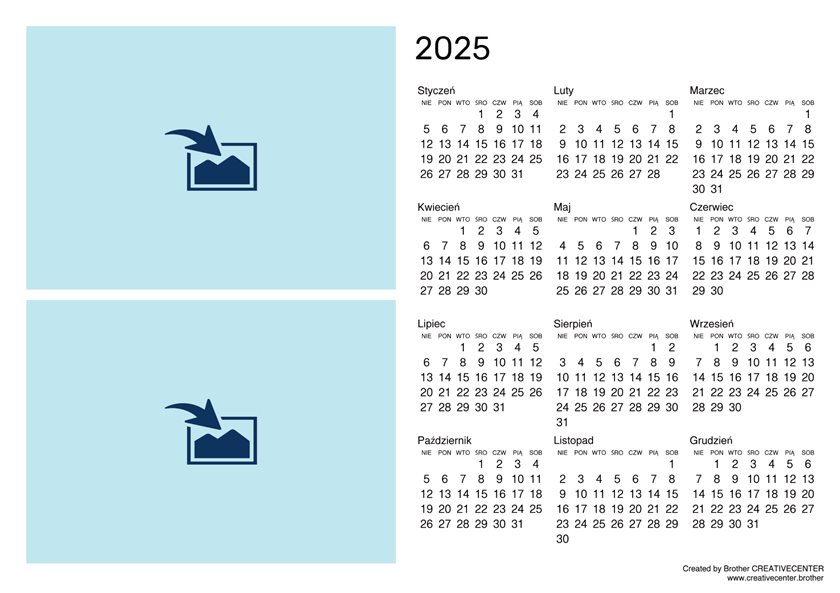 Pusty kalendarz w orientacji poziomej 2024