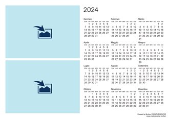 Calendario vuoto in orizzontale 2024