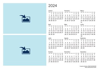 Calendário em branco no modo paisagem 2024