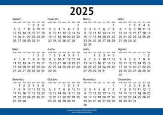 Calendários imprimíveis grátis - Borda azul singular 2025 | Brother Creative Center