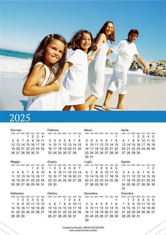 Calendari gratuiti da stampare - Blu e bianco 2025 | Brother Creative Center