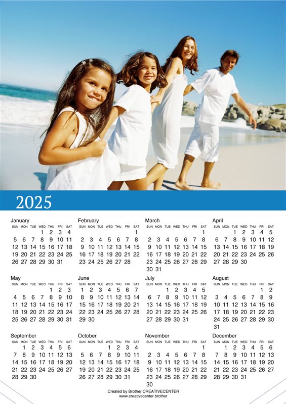 Printable Calendar for Free - Blue and White 2025 | Brother Creative Center