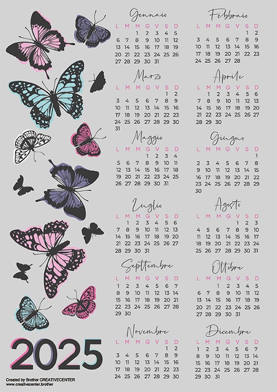 Calendari gratuiti da stampare - Farfalle 2025 | Brother Creative Center
