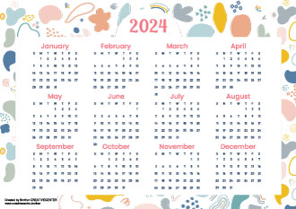 Printable Calendar for Free - Dreamy doodles 2024 | Brother Creative Center