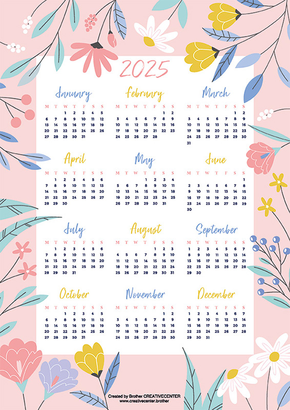 Printable Calendar for Free - English country garden 2024 | Brother Creative Center