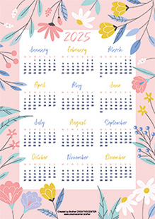 Printable Calendar for Free - English country garden 2024 | Brother Creative Center