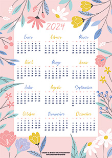 Calendarios imprimibles gratis - Jardin campestre ingles 2024 | Brother Creative Center