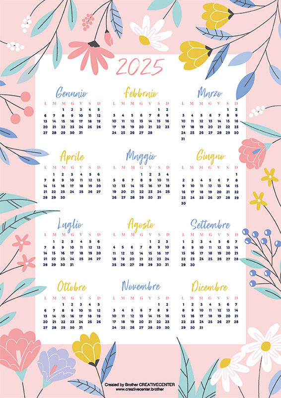 Calendari gratuiti da stampare - Giardino di campagna inglese 2024 | Brother Creative Center