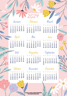 Gratis afdrukbare kalender  - Engelse landelijke tuin 2024 | Brother Creative Center