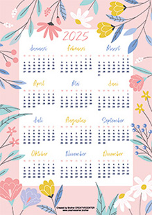 Gratis afdrukbare kalender - Engelse landelijke tuin 2025 | Brother Creative Center