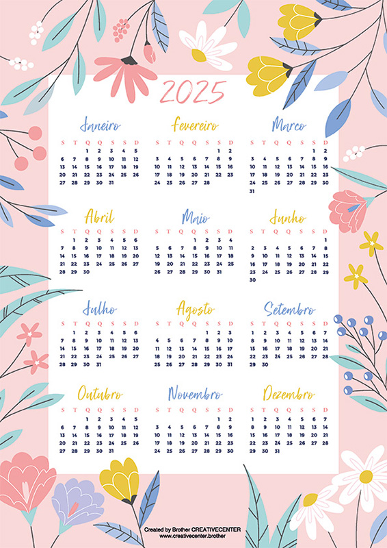 Calendários imprimíveis grátis - Jardim rural inglês 2025 | Brother Creative Center