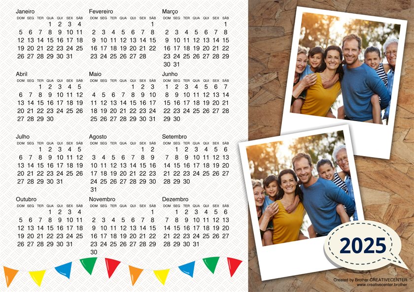 Calendários imprimíveis grátis - Memórias de Família 2025 | Brother Creative Center