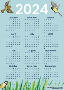 Printable Calendar for Free - Feathered friends 2024 | Brother Creative Center