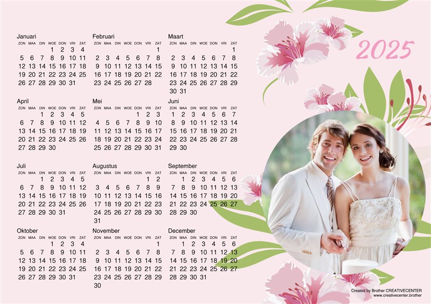 Gratis afdrukbare kalender - Bloemenpracht 2025 | Brother Creative Center
