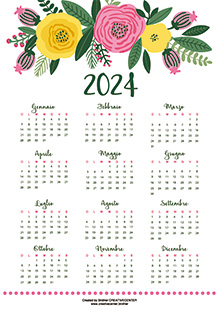Calendari gratuiti da stampare - Intestazione floreale 2024 | Brother Creative Center
