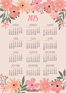 Calendarios imprimibles gratis - Rosa floral 2024 | Brother Creative Center