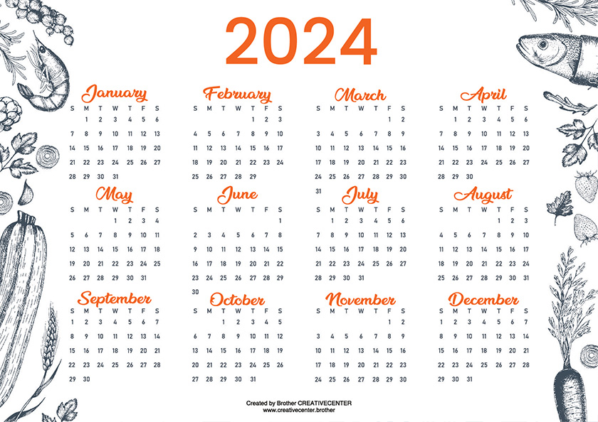 Calendari gratuiti da stampare - Gourmet 2024 | Brother Creative Center