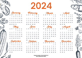Free Printable Calendar - Gourmet 2024 | Brother Creative Center