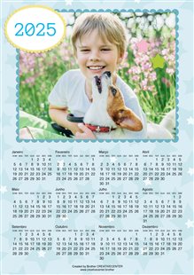 Calendários imprimíveis grátis - Azul bonito 2025 | Brother Creative Center