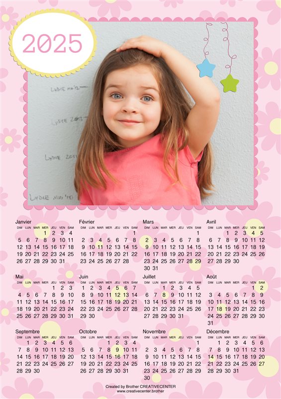 Calendrier imprimable gratuitement - Belle rose 2025 | Brother Creative Center