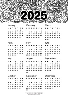 Calendari gratuiti da stampare - Fogliame minimalista 2025   | Brother Creative Center