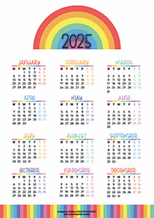 Printable Calendar for Free - Rainbow Colours 2024 | Brother Creative Center