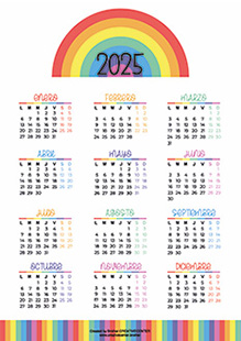 Calendarios imprimibles gratis - Colores del arco iris 2025 | Brother Creative Center