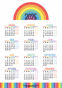 Calendarios imprimibles gratis - Colores del arco iris 2024 | Brother Creative Center