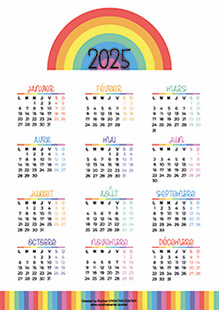 Calendrier imprimable gratuitement - Couleurs de l'arc-en-ciel 2025 | Brother Creative Center