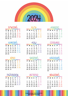Bezpłatna kalendarze  - Kolory tęczy 2024 | Brother Creative Center