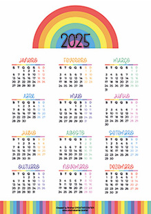 Calendários imprimíveis grátis - Cores do arco-íris 2025 | Brother Creative Center