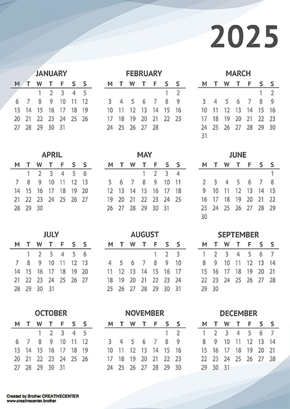 Printable Calendar for Free - Shadows 2025 | Brother Creative Center