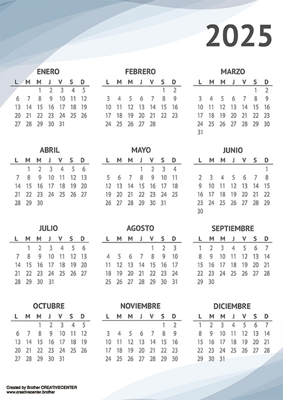 Calendarios imprimibles gratis - Oscuridad 2025 | Brother Creative Center