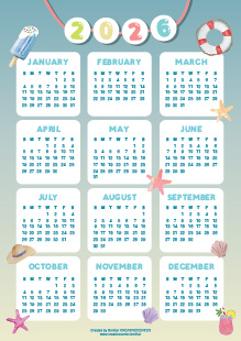 Kostenlose Kalender zum Ausdrucken - Sommerzeit 2027 | Brother Creative Center