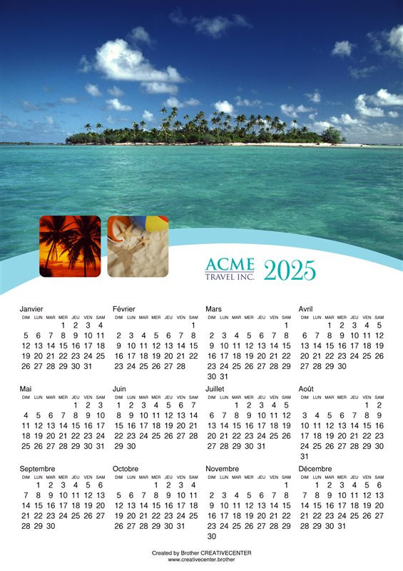 Calendrier imprimable gratuitement - Voyager 2025 | Brother Creative Center
