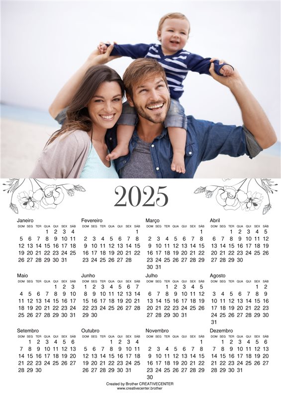 Calendários imprimíveis grátis - Papoila Branca 2025 | Brother Creative Center