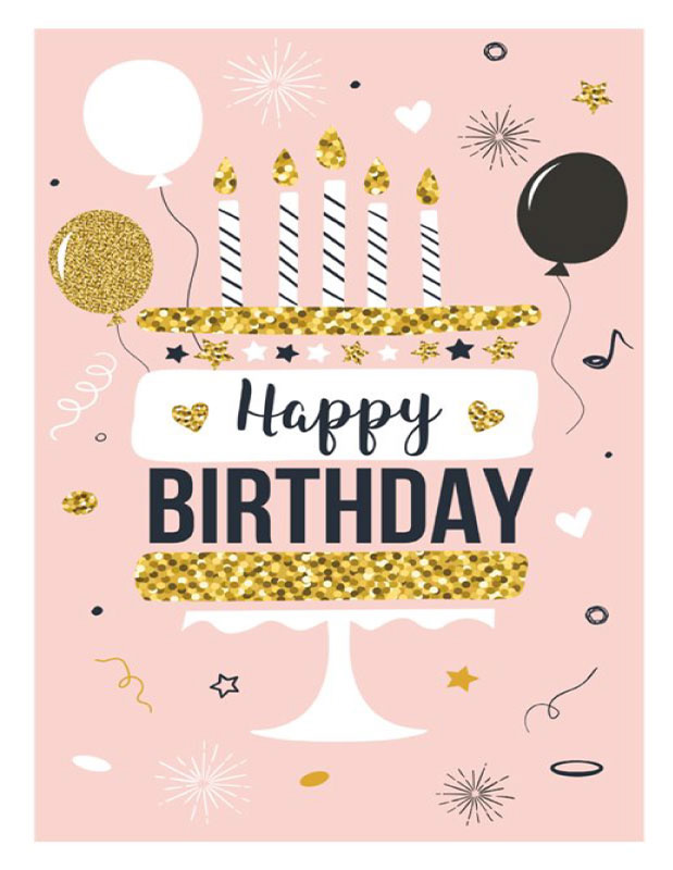 Free Printable Card & Invitation Template - Birthday Glitter | Brother Creative Center