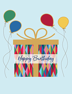 Free Printable Card & Invitation Template - Birthday Present with Balloons | Brother Creative Center