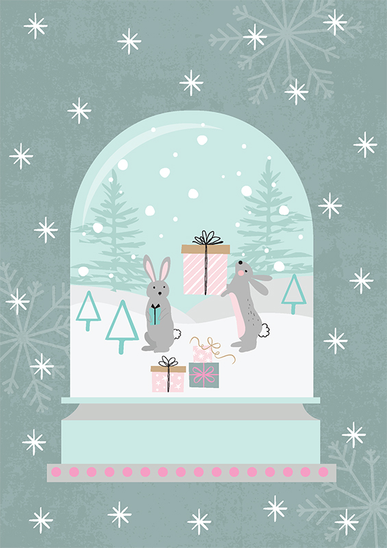 Globe de noël avec lapins
